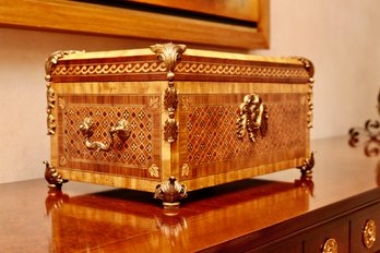 Maitland Smith Louis XVI Mahogany Marquetry Inlay Blanket Chest Trunk $2,500