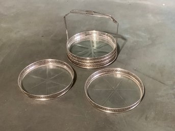 Sterling Silver Trimmed Coaster Set