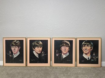 Vintage 1964 Nicholas Volpe Capitol Records Beatles Framed Portrait Lithographs