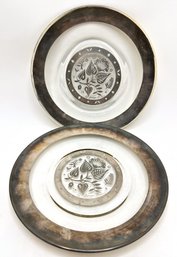 Set 2 Vintage Georges Briard Sterling Silver Overlay Glass Plates