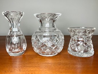 A Trio Of Small Crystal Bud Vases