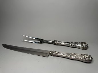 Antique Tiffany & Company Sterling Silver 'English King' Fork And Knife Carving Set, Pat 1885 - The Moore Era