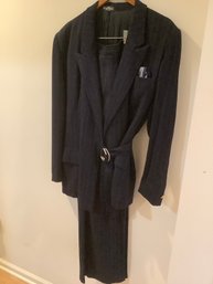 Salvatore Ferragamo 100% Wool Pinstripe Suit Size 12 #7