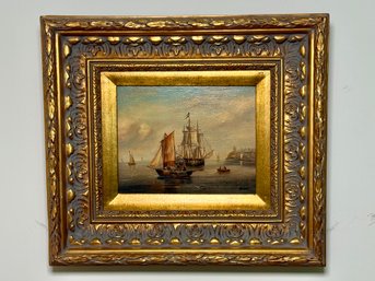 Vintage Eric Nialson Sailboat Scene Signed Original Oil Painting
