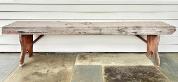 20th Century Primitive Farmhouse Patio Bench