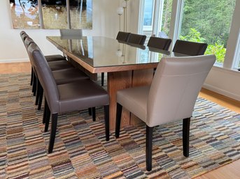 Ten Beautiful Crate & Barrel 'Lowe' Leather Dining Chairs