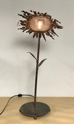 Vintage DEFORM Industrial Sunflower Metal Table Lamp Sculpture ~ 26 1/2 Inches H ~