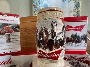 7 Budweiser Holiday Steins - 7 Pc.  From 2010 - 2016.