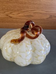 Beautiful Murano Style Glass Pumpkin With Amber Glass Top