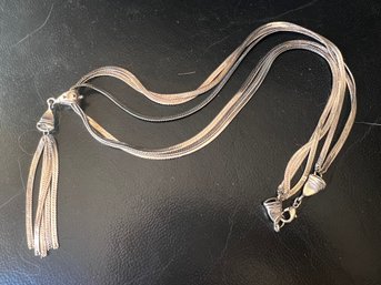 Multi-strand Silver Tassel Necklace