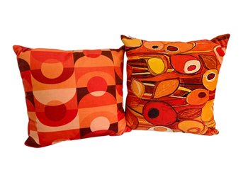 Two Colorful Orange Throw Pillows By Spoonflower