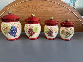 4 Pc. Tuscany Grape Canister Set By Kate Rastie Certified International