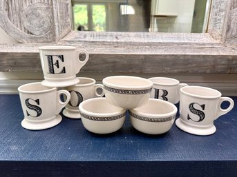 Assorted Letter Mugs With Three Coordinating Bowls