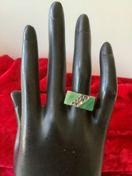 Vintage Sterling Silver Green Stone Ring Size 7.5 #9