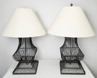 Pair Of Huge Birdcage Lamps By Currey & Company