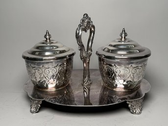 A Beaurtiful Silverplate Jam Holder Set
