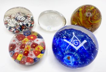 5 Vintage Glass Paper Weights: Don't Forget Your Mother, Millefiori, Scorpion & More