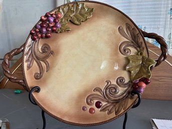 Large Grasslands Road Handled Platter 21'  Stand Included