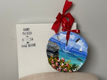 Maie Webbe Signed Hand-Painted Bermuda Sand Dollar Ornament