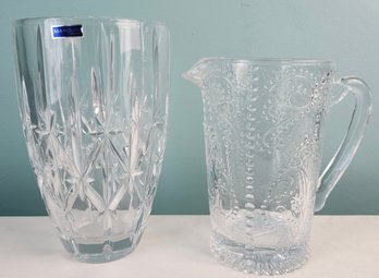 Two Pieces Marquis By Waterford - Vase And Pitcher