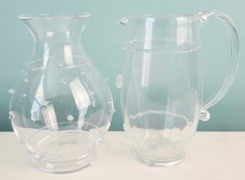 Pretty Clear Juliska Glassware - Vase And Pitcher - Venetian Style