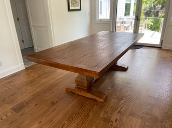 Trestle Dining Table With One Leaf