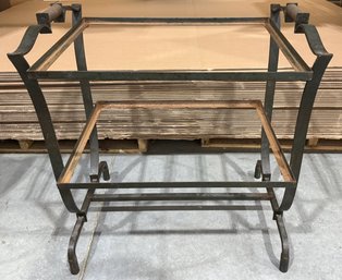 Wrought Iron Two-Tiered Glass Topped Table