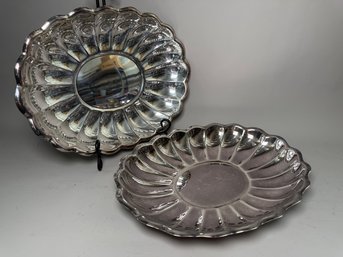 Two Vintage Reed And Barton Holiday Silverplate Platters