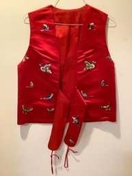 Red Chinese Style Embroided Butterfly Vest #29