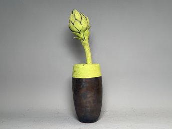 Donna Namnoun Bud Jar Series 'Green Number 6' Signed Ceramic Lidded Jar