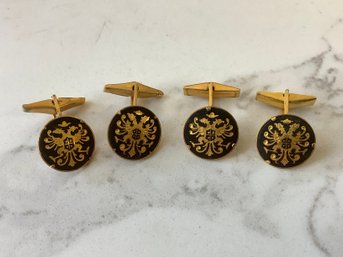 Vintage Gold Toned Spanish Damascene Cufflinks #17