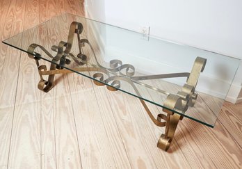 Glass Top Gilt Iron Coffee Table