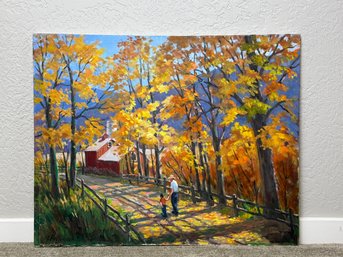 Beautiful J Holloway Autumn Landscape Signed Original Painting