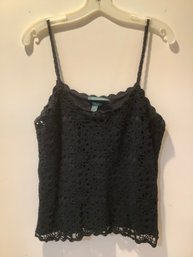 Ralph Lauren Silk & Cotton Black Handknit Tank Top #32