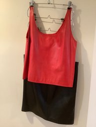 Michael Kors Red Leather Top & Skirt #34