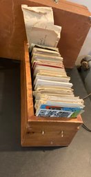 Wooden Box Filled With Vintage Postcards