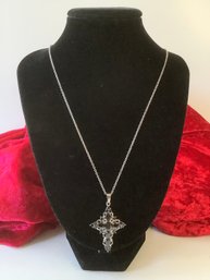 Stainless Steel Black CZ Cross Necklace #21