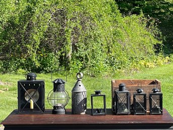 Crate Of 7 Lanterns Oil And Candle