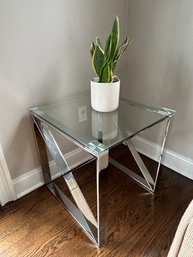 Glass And Chrome Side Table