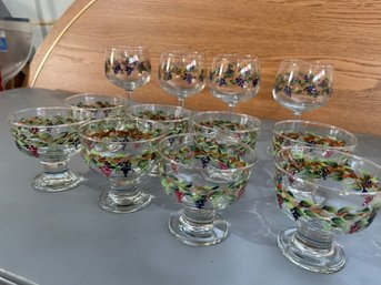 Handpainted Glasses And Dessert Dishes