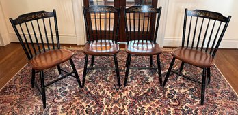 Four Hitchcock Armless Stenciled Dining Chairs