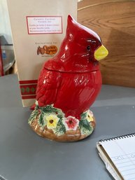Ceramic Cardinal Cookie Jar With Box