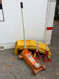Car Jack Stand Lot With Ramps