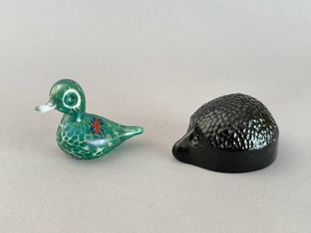 Viking Glass Hedgehog And Langham Glass Duck