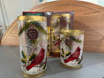 Set Of Two Led Handpainted Hurricanes - New In Box