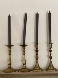 Lot Of 4 Brass Candlesticks