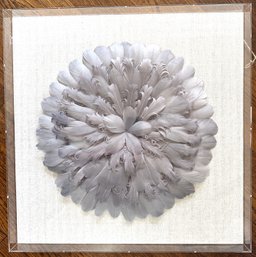 Feather Sculptural Wall Art In Plexiglass Shadow Box In Original Package