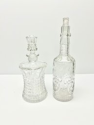 1 Glass Bottle And 1 Glass Decanter