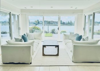 Coastal Style White Linen Sofa By Four Hands Furniture (1of 2)