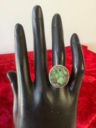 Sterling Silver Variscite Oval Ring Size 9 #33